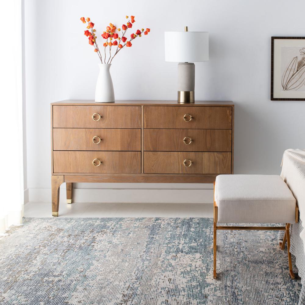 Lorna 6 Drawer Contemporary Dresser, Rustic Oak. Picture 7