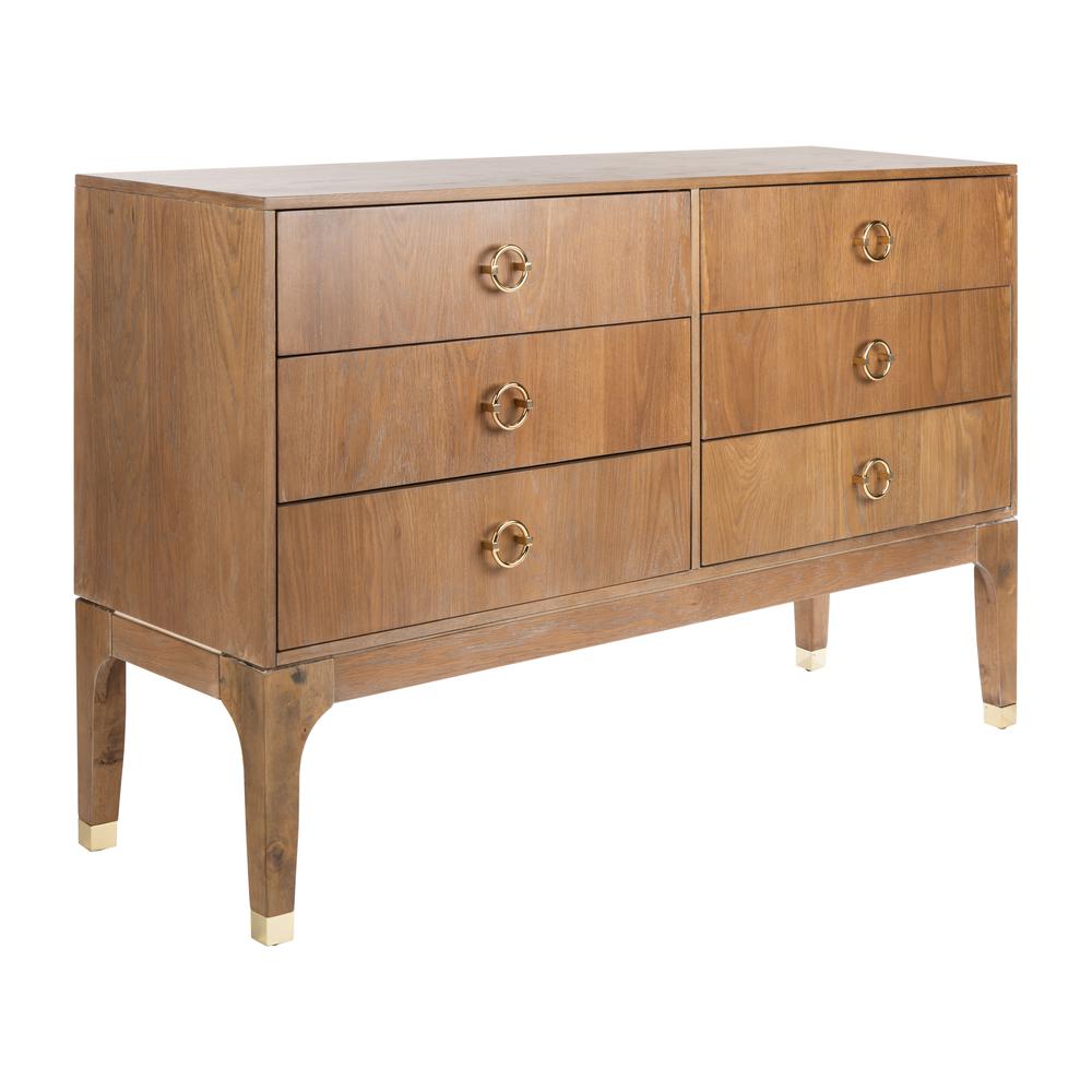 Lorna 6 Drawer Contemporary Dresser, Rustic Oak. Picture 9