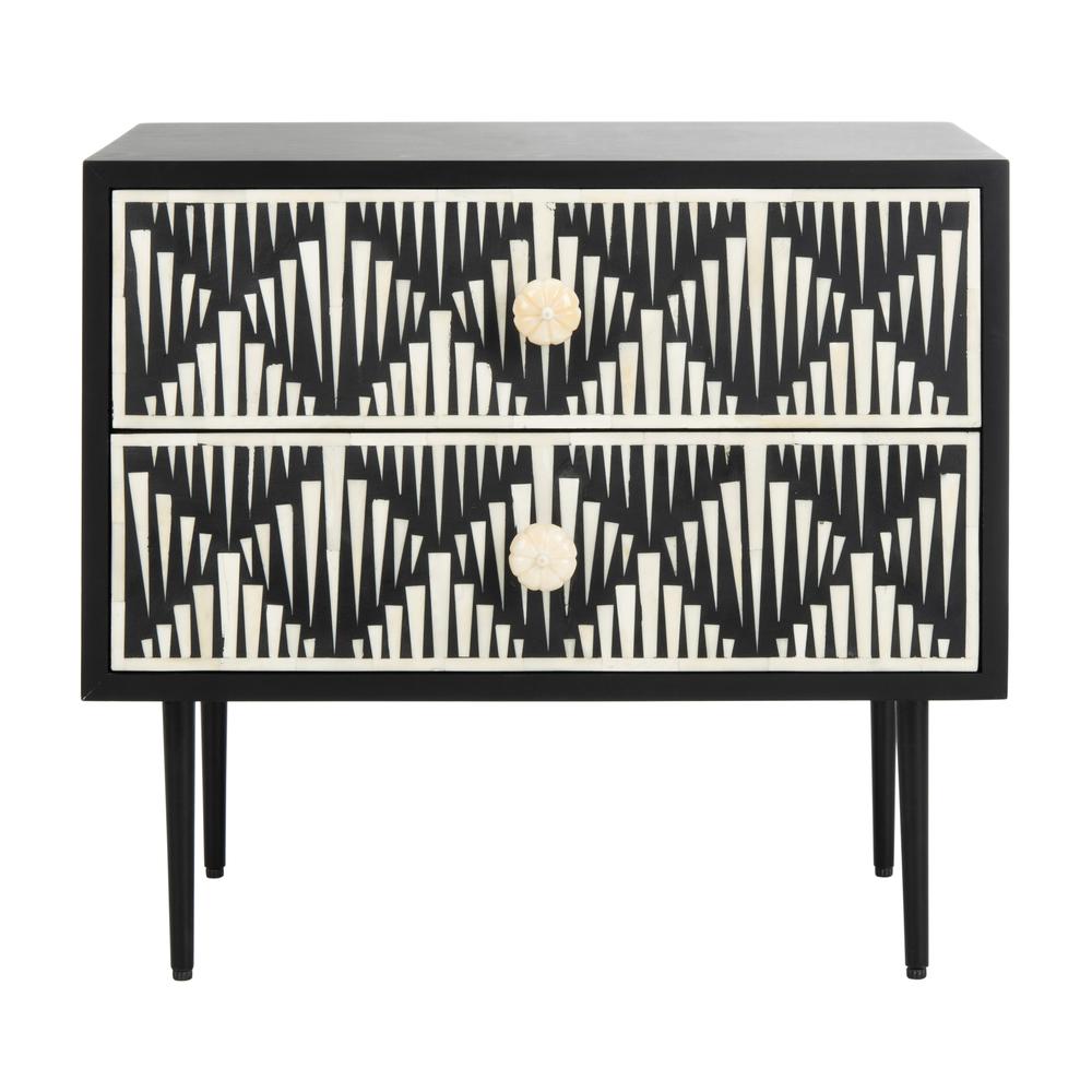 Tessie Bone Inlay Nightstand, Black. Picture 1
