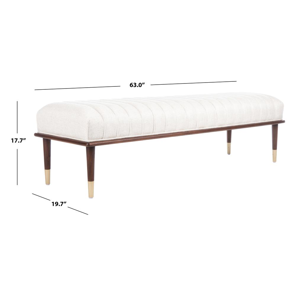 Flannery Mid-Century Bench, Cream. Picture 4