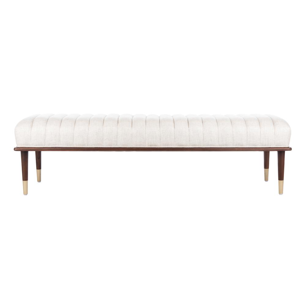 Flannery Mid-Century Bench, Cream. Picture 1