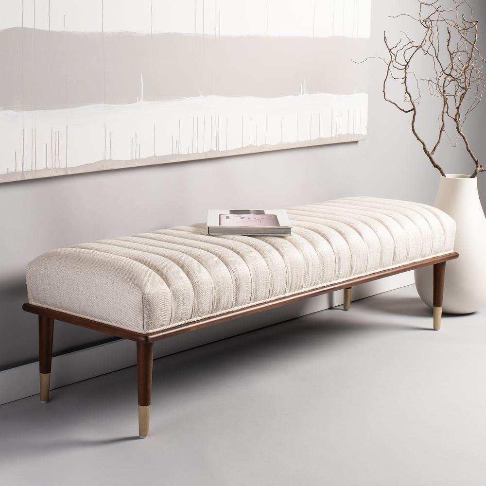 Flannery Mid-Century Bench, Cream. Picture 6