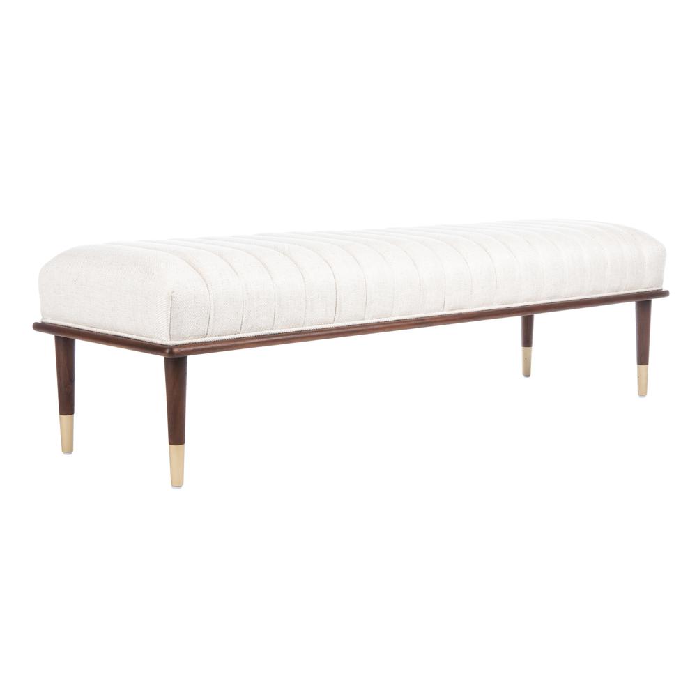 Flannery Mid-Century Bench, Cream. Picture 7