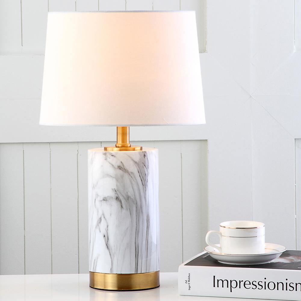 Clarabel Marble 18.25-Inch H Table Lamp, White/Black Marble. Picture 4