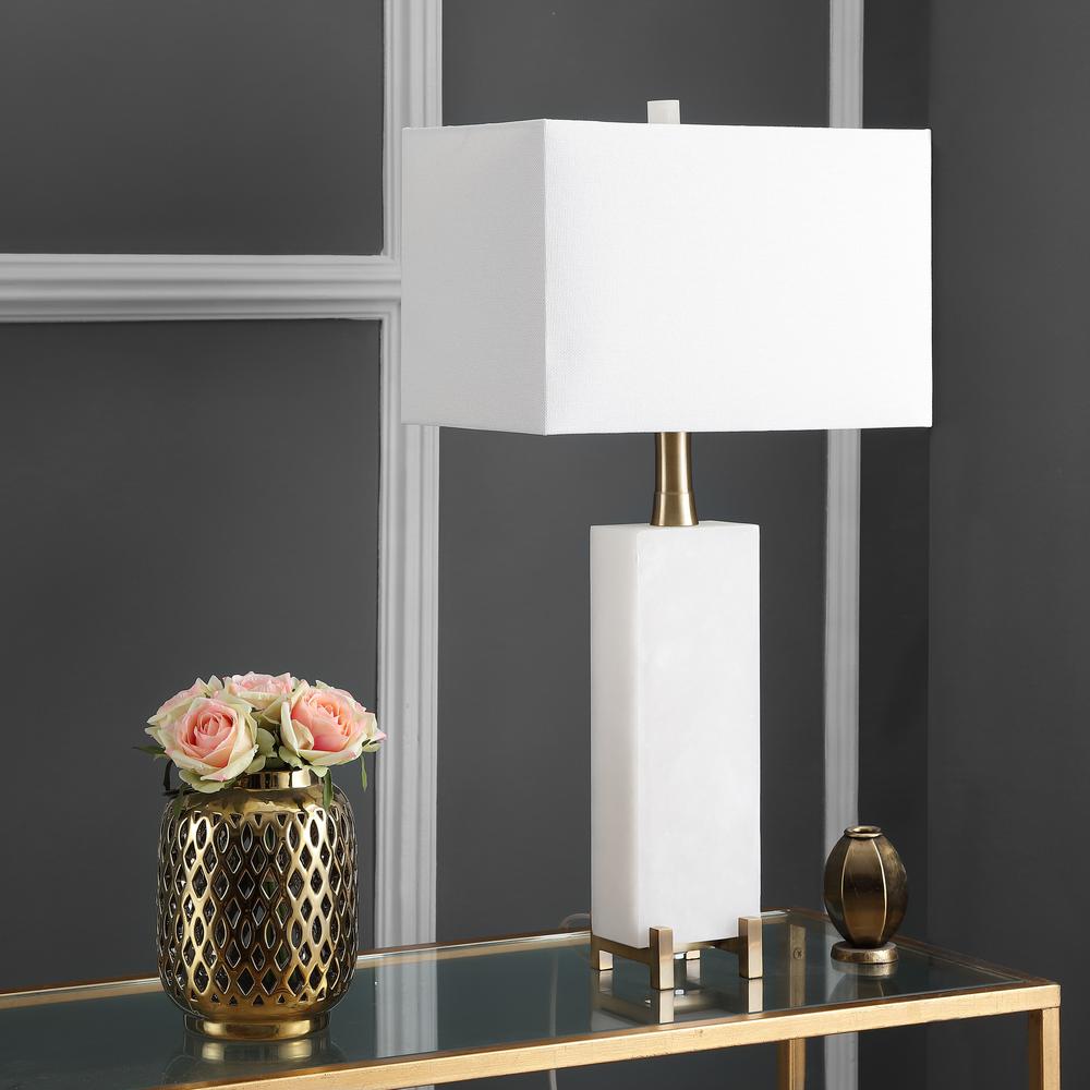 Sloane Alabaster Table Lamp, White/Brass Gold. Picture 2