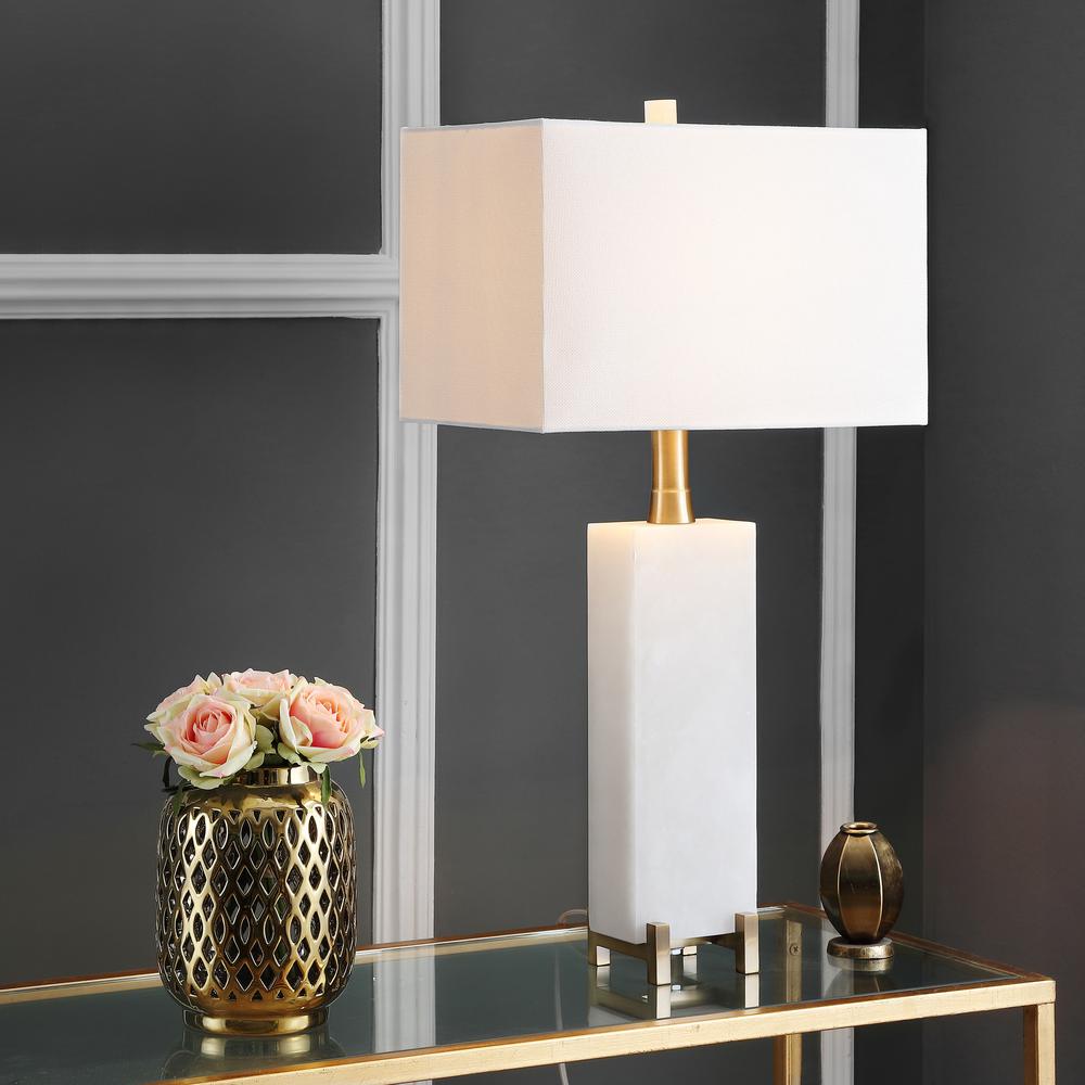 Sloane Alabaster Table Lamp, White/Brass Gold. Picture 4