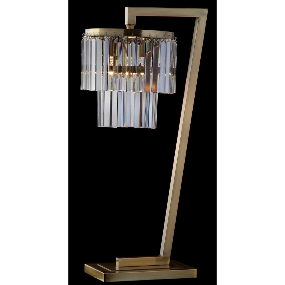 Callum Table Lamp, Brass Gold/Clear. Picture 5
