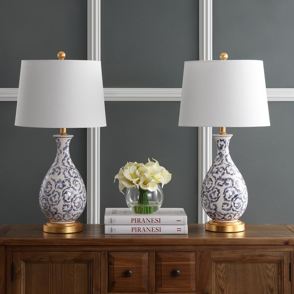 Avi Table Lamp, Blue/White. Picture 1