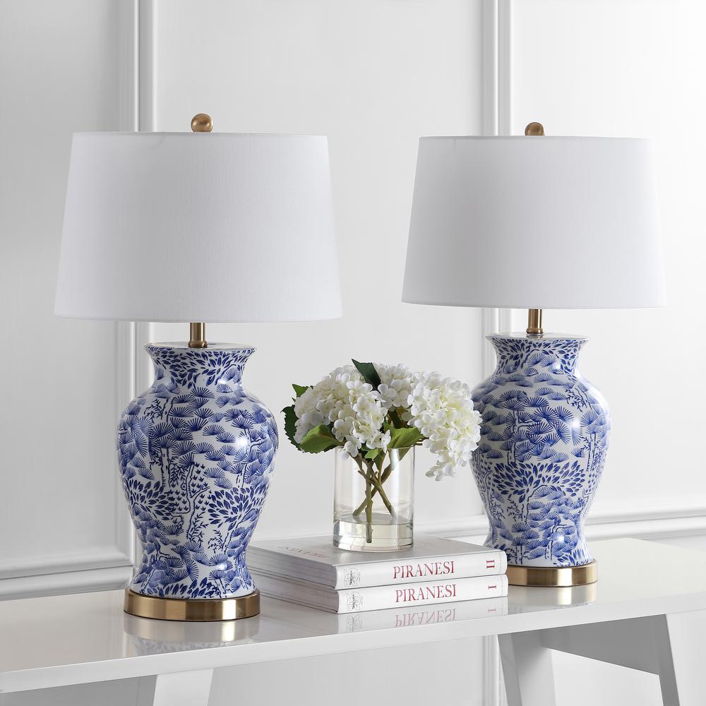 Alona Table Lamp, Blue/White. Picture 1
