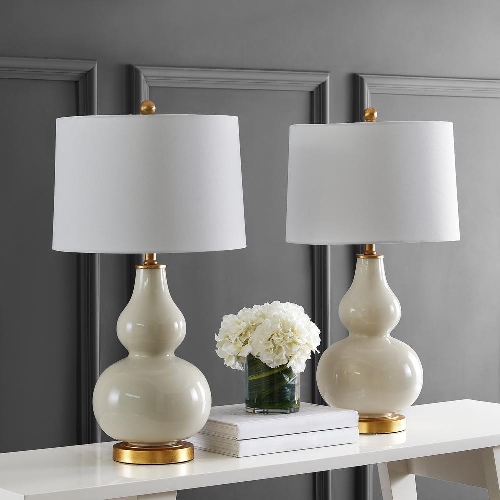 Karlen Table Lamp, Cream/Gold Leaf. Picture 1