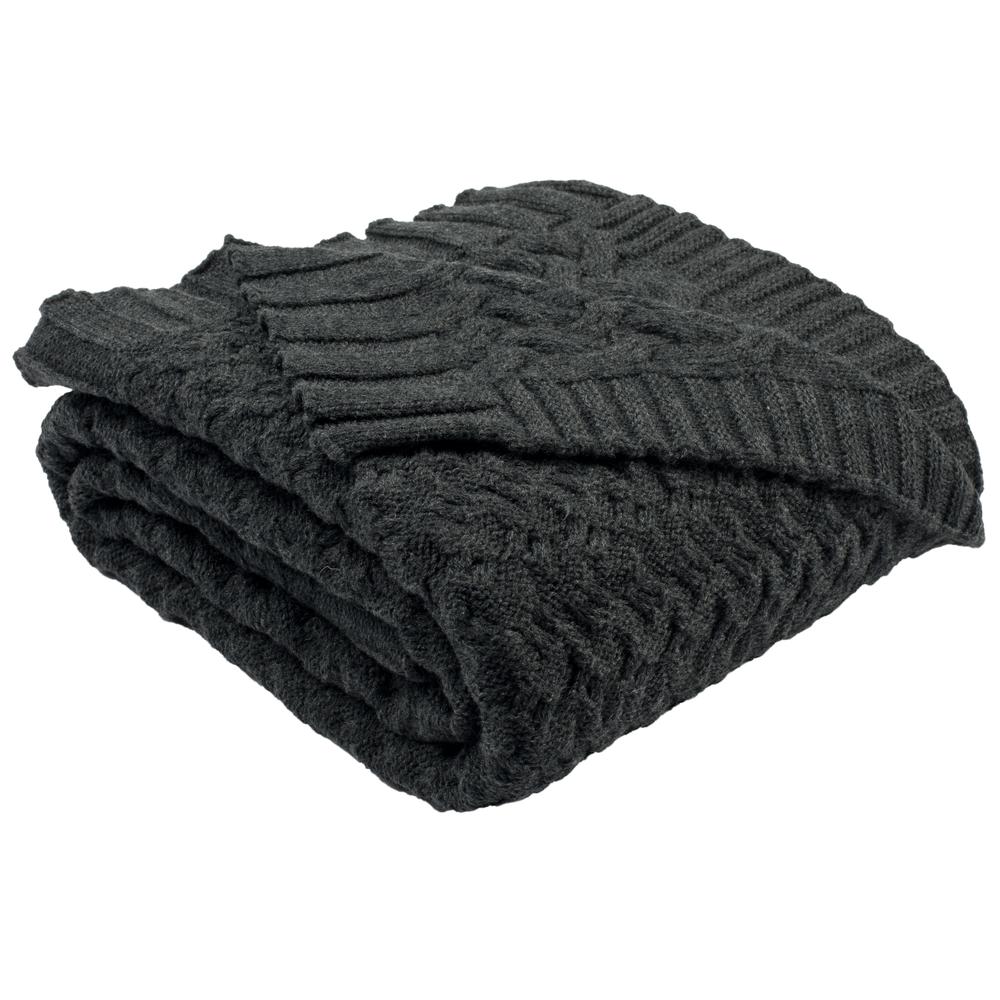 Affinity Knit Throw, Dark Grey. Picture 2