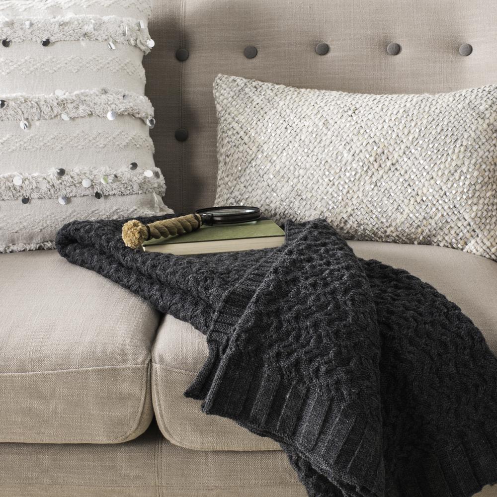 Affinity Knit Throw, Dark Grey. Picture 1