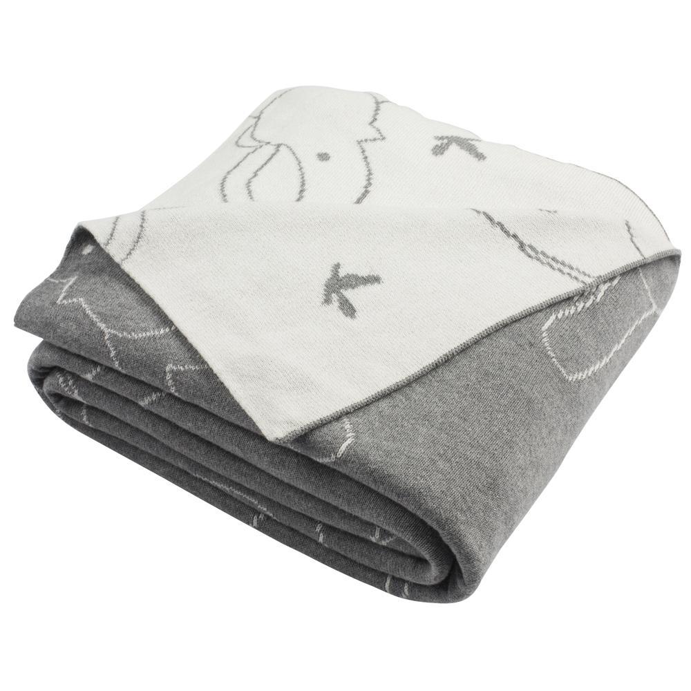 Ella Knit Throw, Light Grey/Ivory. Picture 2