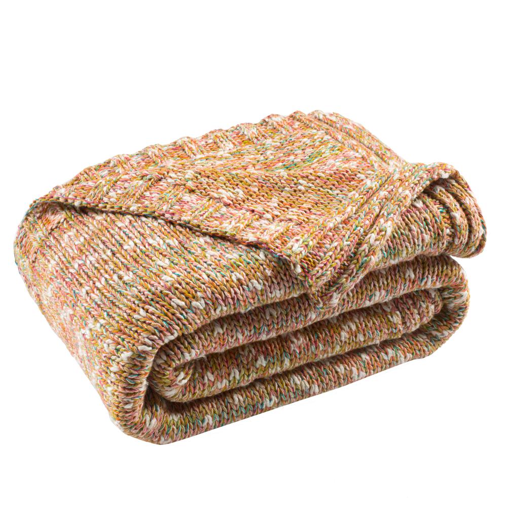 Darling Knit Throw, Mustard/Ivory/Congo Pink/Fuschia/Bondi Blue/Vermoline Orange/Natural. Picture 4