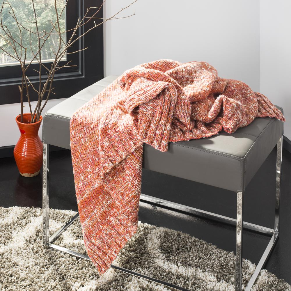 Darling Knit Throw, Mustard/Ivory/Congo Pink/Fuschia/Bondi Blue/Vermoline Orange/Natural. Picture 1