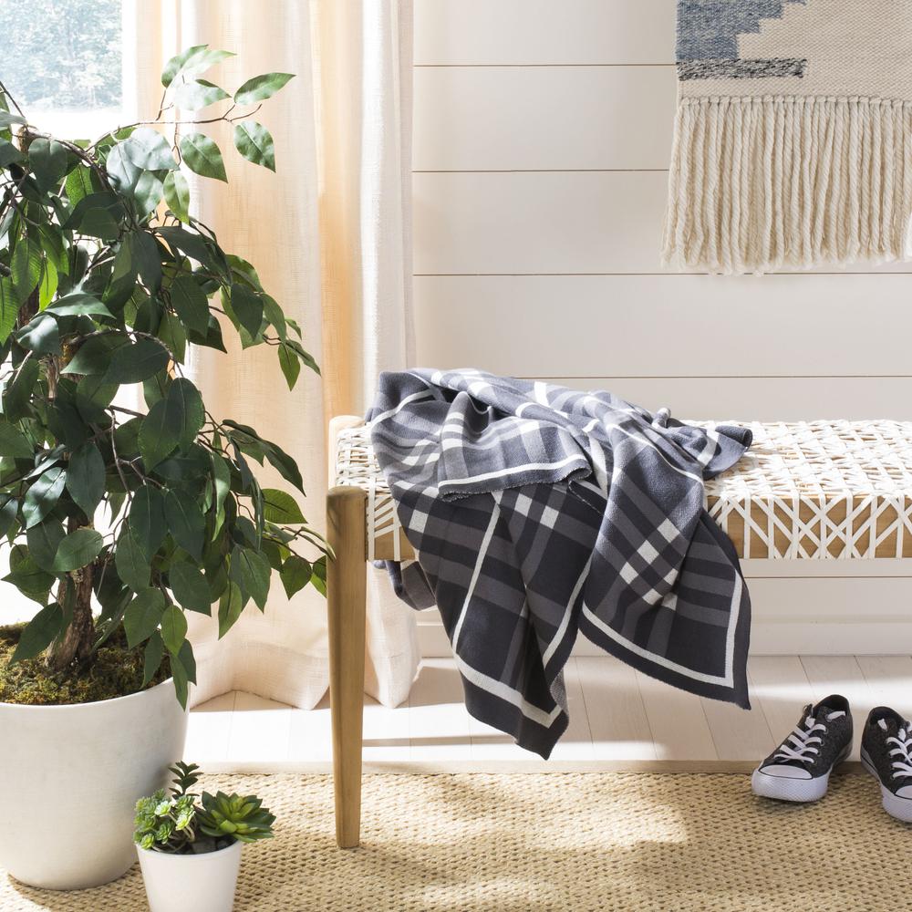 Unity Gingham Knit Throw, Dark Grey/Medium Grey/Ivory. Picture 1