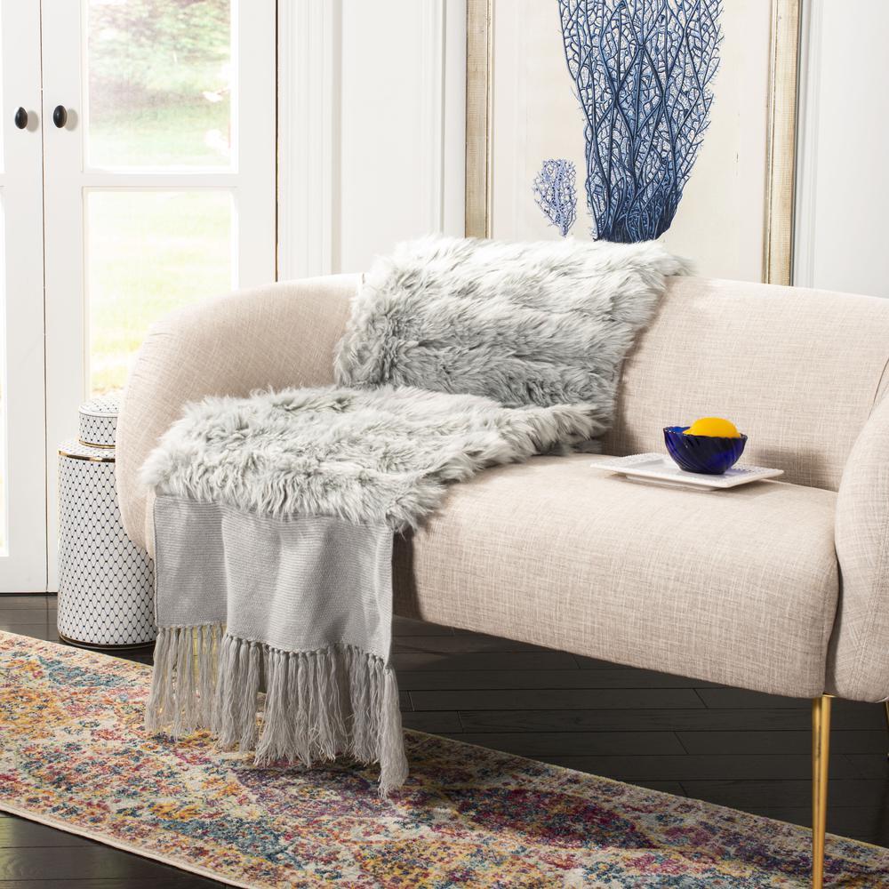 Faux Fur Alexi 20 X 80 Bed Runner, Grey. Picture 2
