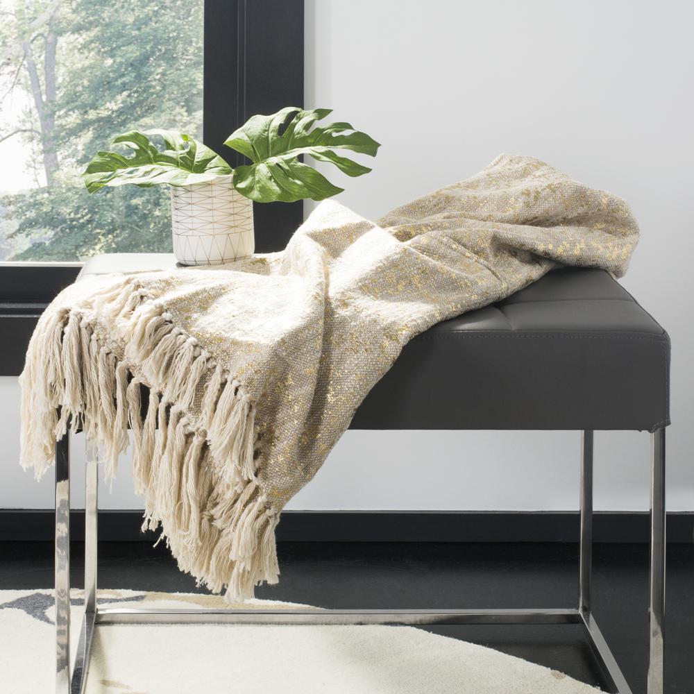 Peppin Metallic Throw, Natural/Gold. Picture 1
