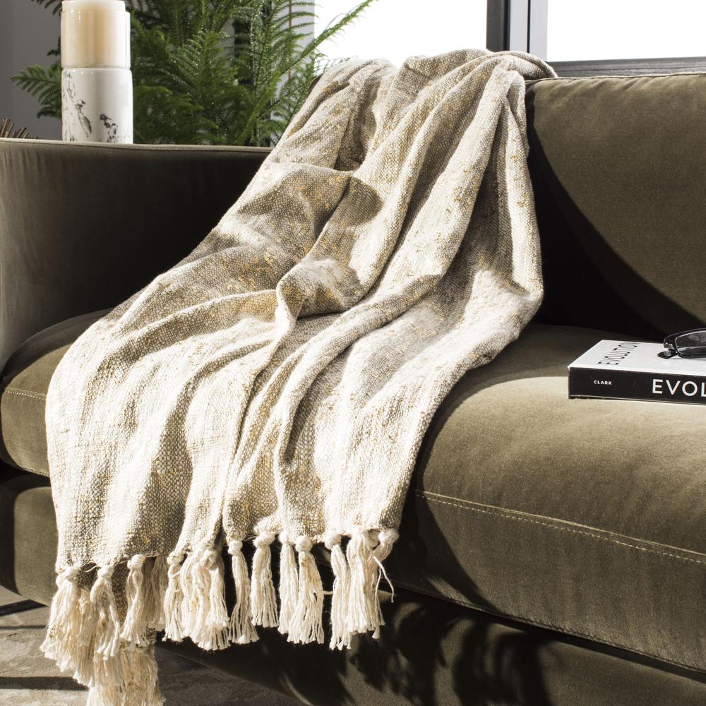 Peppin Metallic Throw, Natural/Gold. Picture 2