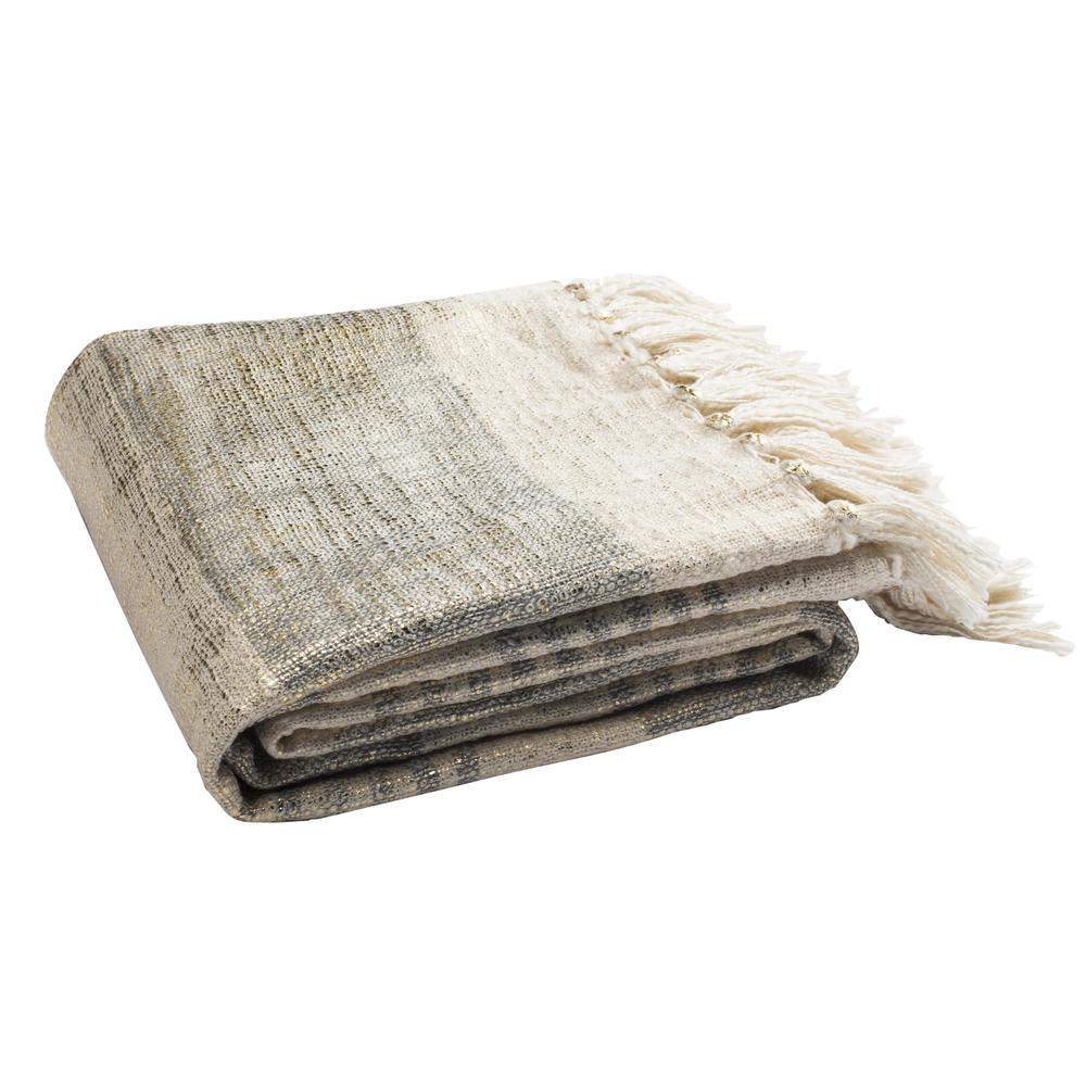 Voleta Metallic Throw, White/Grey/Gold. Picture 4