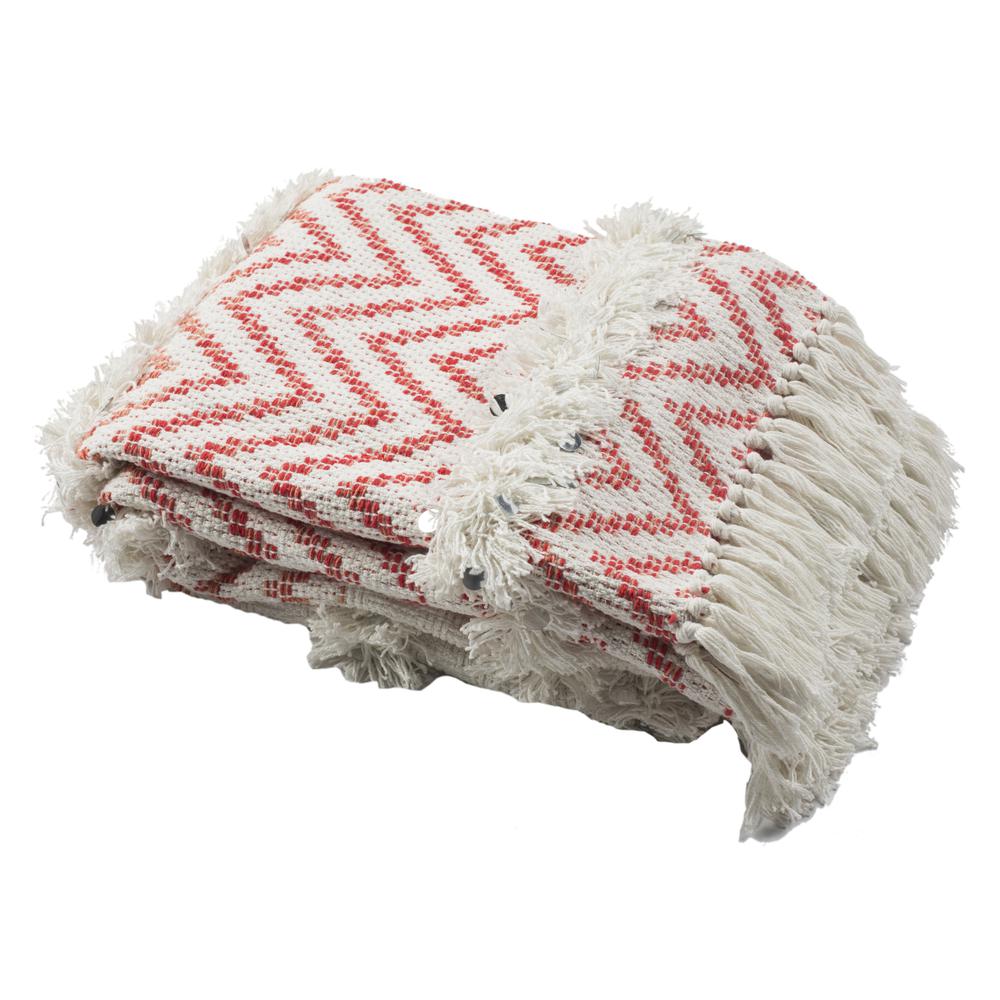 Sydney Fringe Throw, Orange/White. Picture 3