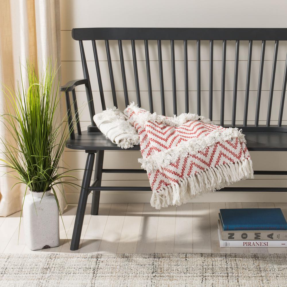 Sydney Fringe Throw, Orange/White. Picture 2