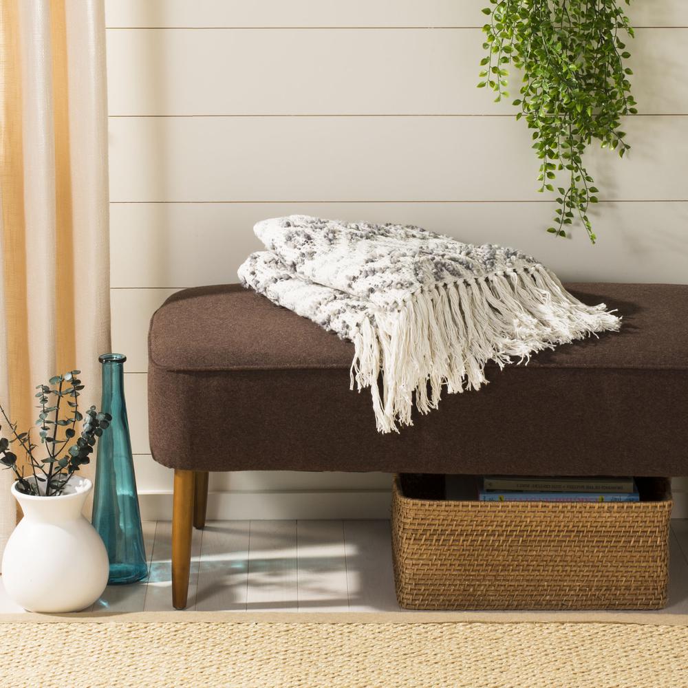 Santi Fringe Throw, Grey/White, THR905A-5060. Picture 2