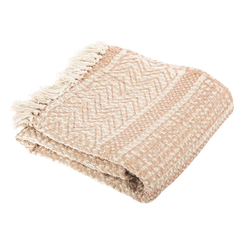 Becks Fringe Throw, Beige/Copper, THR906A-5060. Picture 1