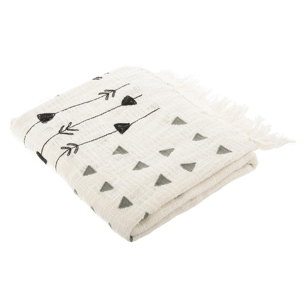 Penton Fringe Throw, Grey/White, THR908A-5060. Picture 1