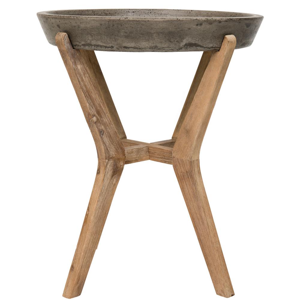 Celeste Indoor/Outdoor Modern Concrete Round 21.2-Inch H End Table. Picture 1