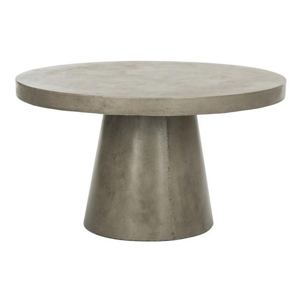 Delfia Indoor/Outdoor Modern Concrete Round 27.56-Inch Dia Coffee Table. Picture 1