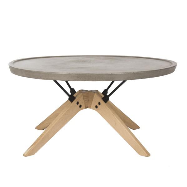 Bryson Indoor/Outdoor Modern Concrete Round 14.57-Inch H Coffee Table. Picture 1
