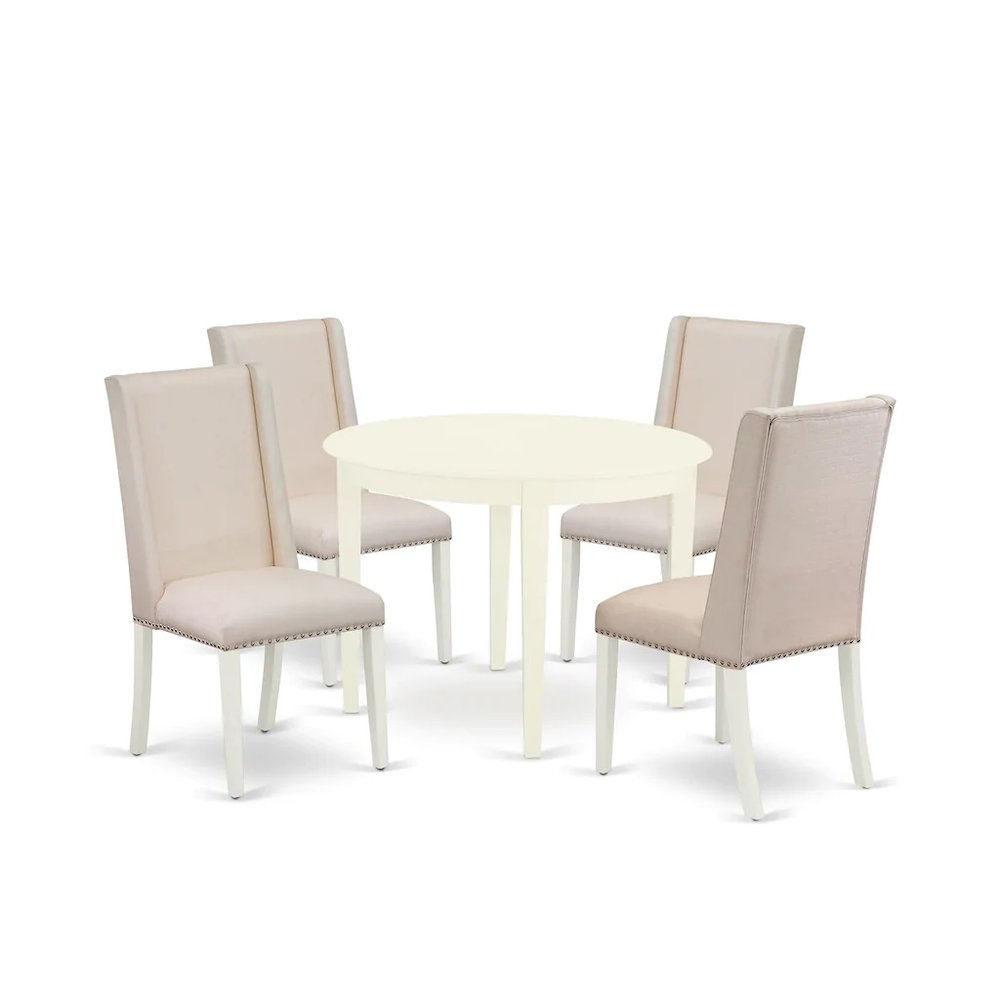 Dining Room Set Linen White, BOFL5-WHI-01. Picture 1