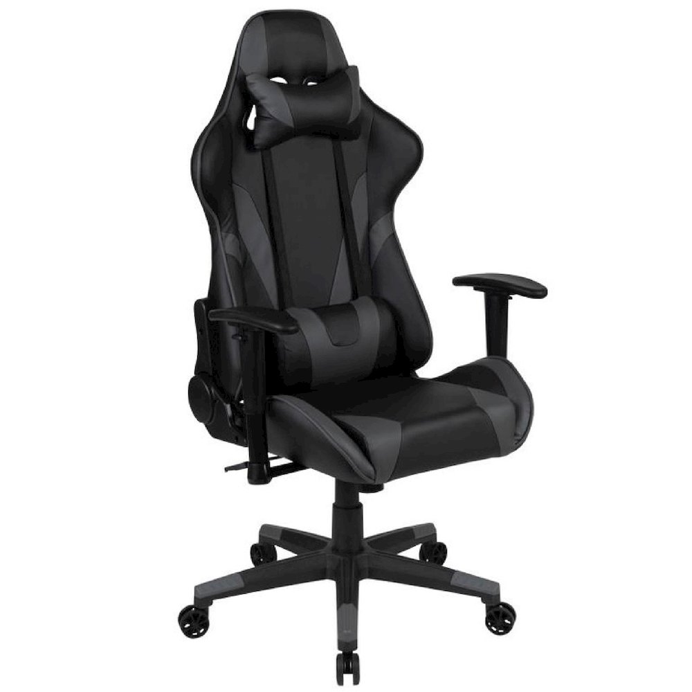 X20 Gaming Chair Racing Office Ergonomic Computer PC Adjustable Swivel Chair with Fully Reclining Back in Gray LeatherSoft. Picture 1