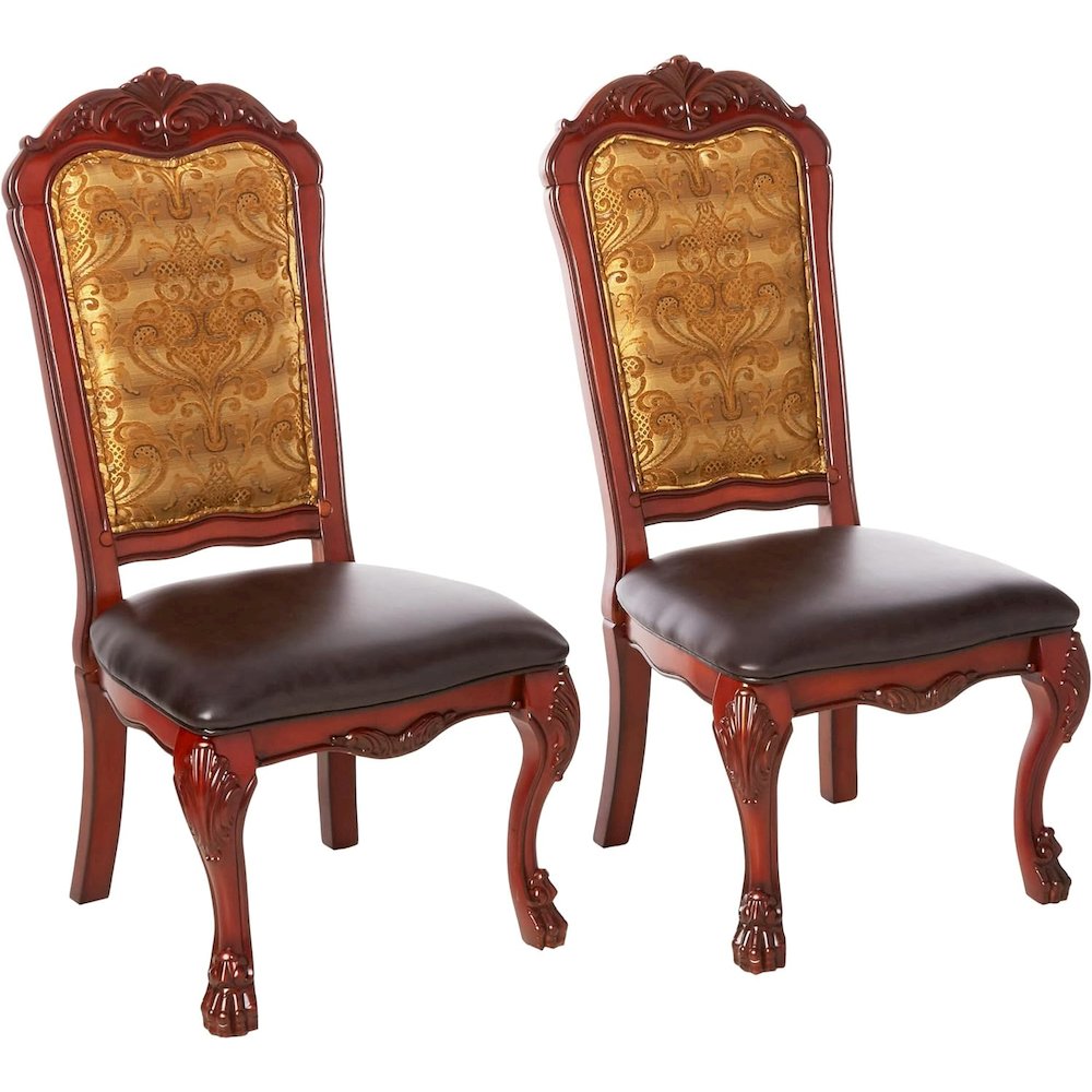 Dresden Side Chair (Set-2) Synthetic Leather & Cherry Oak. Picture 1
