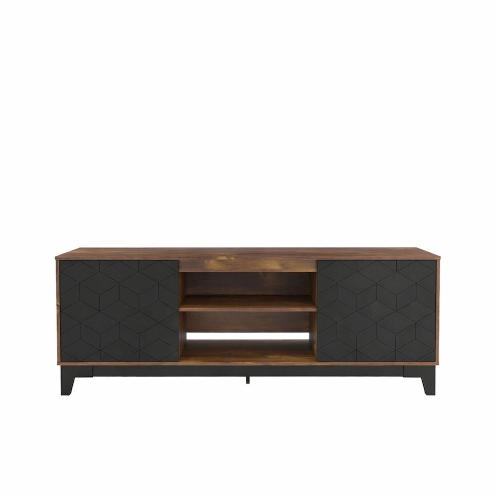 72-Inch Tv Stand With 2-Doors In Truffle & Black. Picture 1