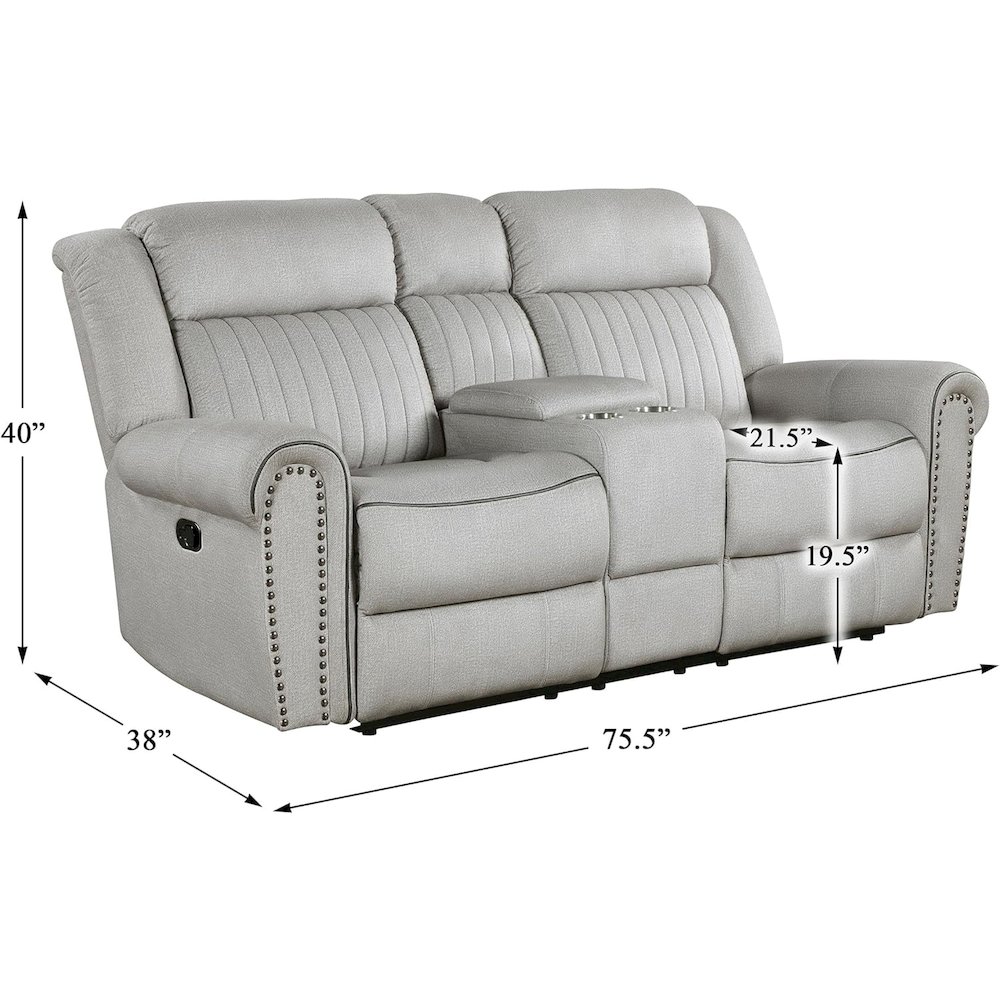 Lexicon Brennen Microfiber Double Reclining Love Seat in Mist. Picture 8