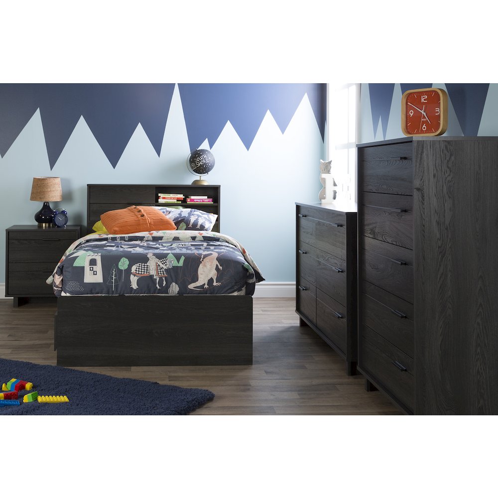 Fynn Bed and Headboard Set, Gray Oak. Picture 5
