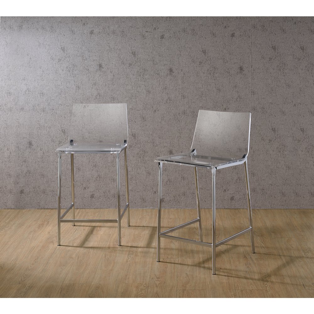 Antonio Acrylic Counter Stool Chrome Finish - Set of 2. Picture 3