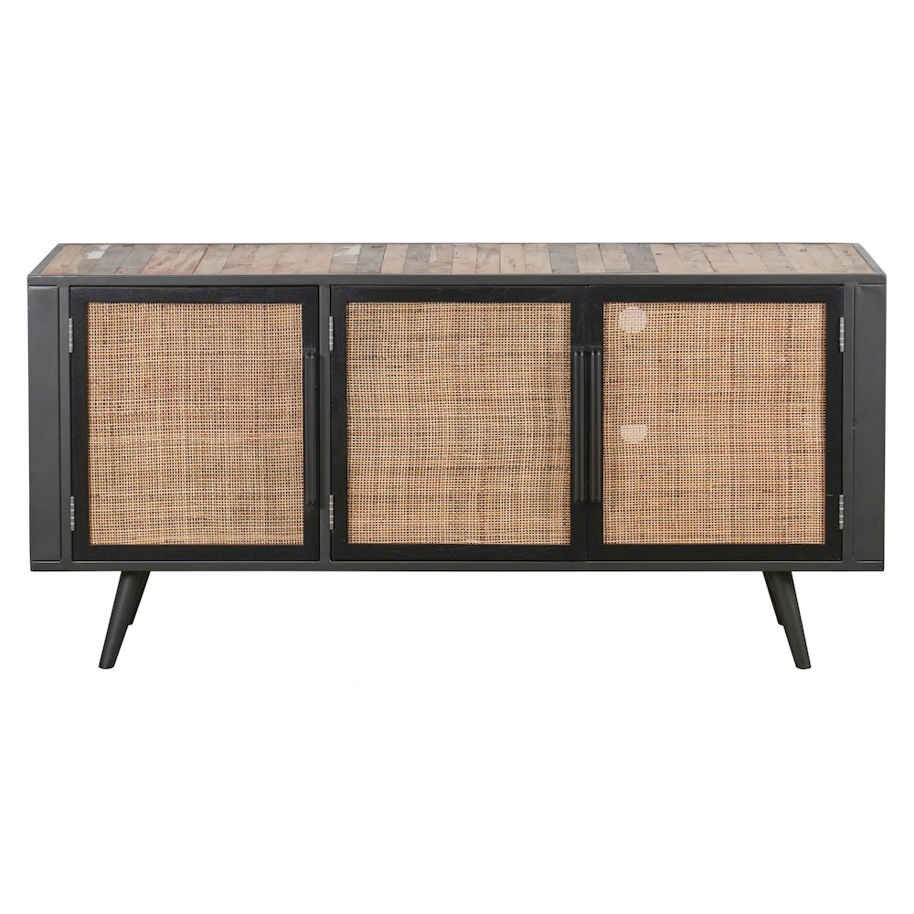 Nordic Rattan TV Dresser 3 Doors, Natural Boat Wood. Picture 1
