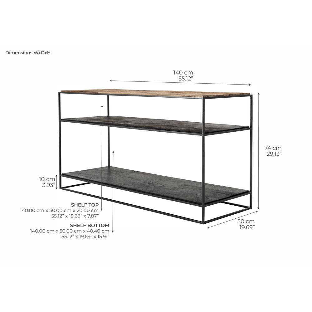 Rustika Rustic Boat Wood & Nordic Black Console Table. Picture 5