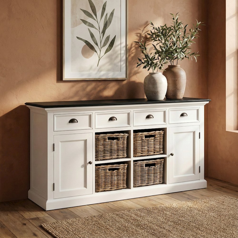 Halifax Contrast Classic White & Black Buffet. Picture 1