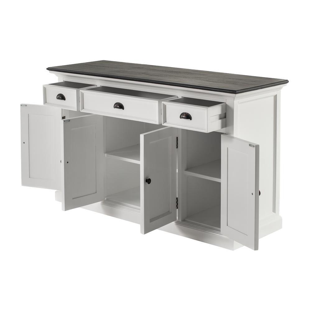 Halifax Contrast Classic White & Black Buffet with 4 Doors 3 Drawers. Picture 4