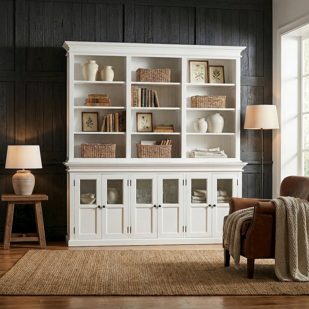 Halifax Hutch Unit with 6 Glass Doors, Classic White. Picture 1