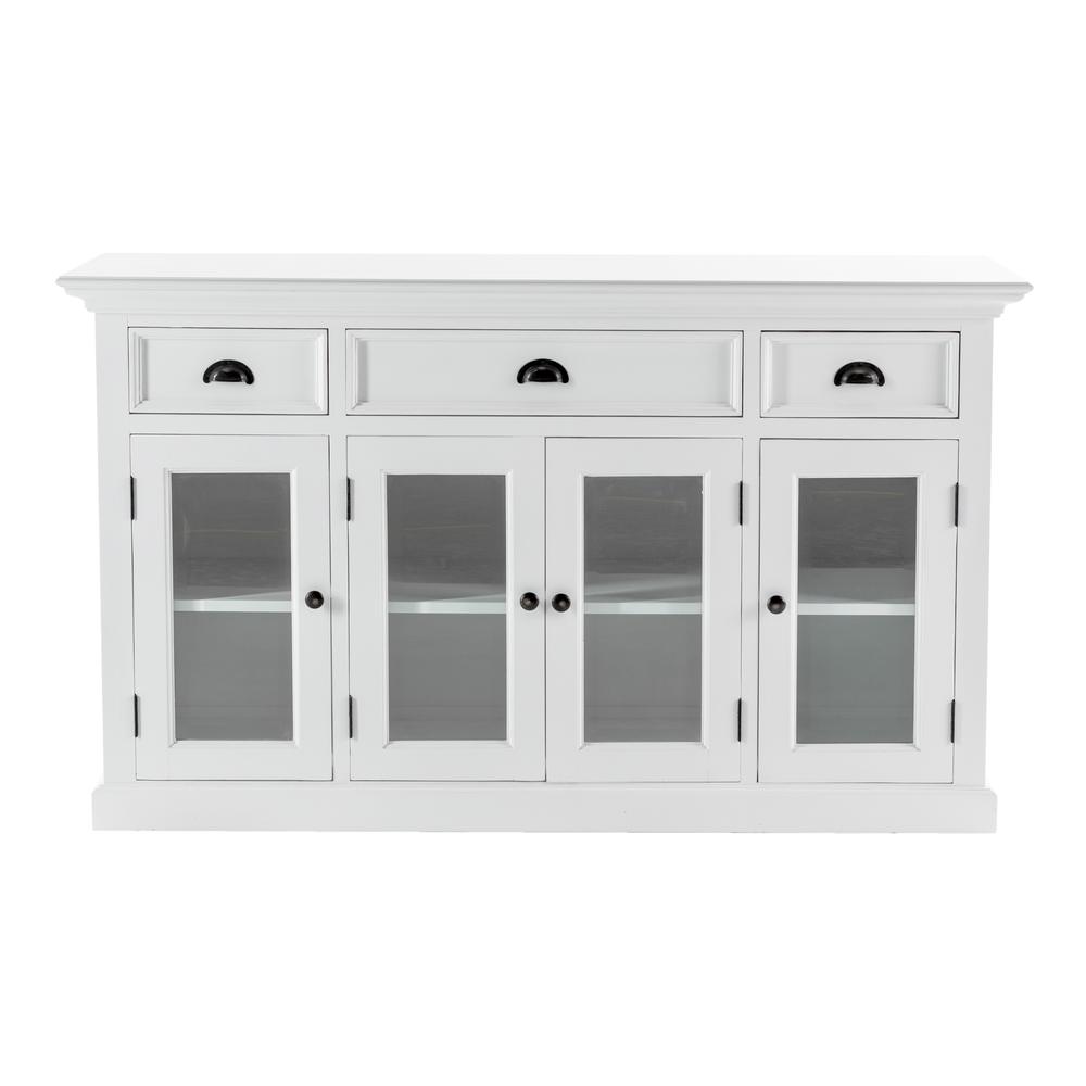 Halifax Classic White Buffet with 4 Glass Doors 3 Drawers. Picture 1