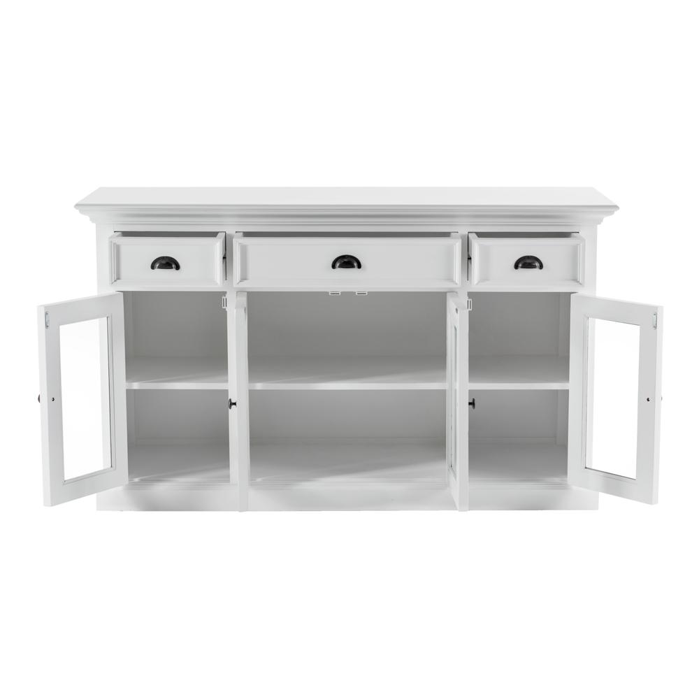 Halifax Classic White Buffet with 4 Glass Doors 3 Drawers. Picture 2