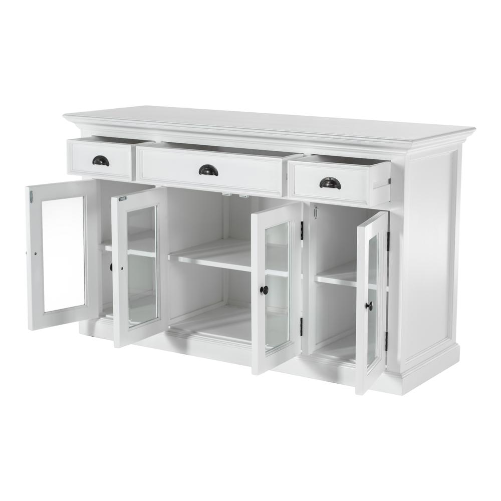 Halifax Classic White Buffet with 4 Glass Doors 3 Drawers. Picture 5