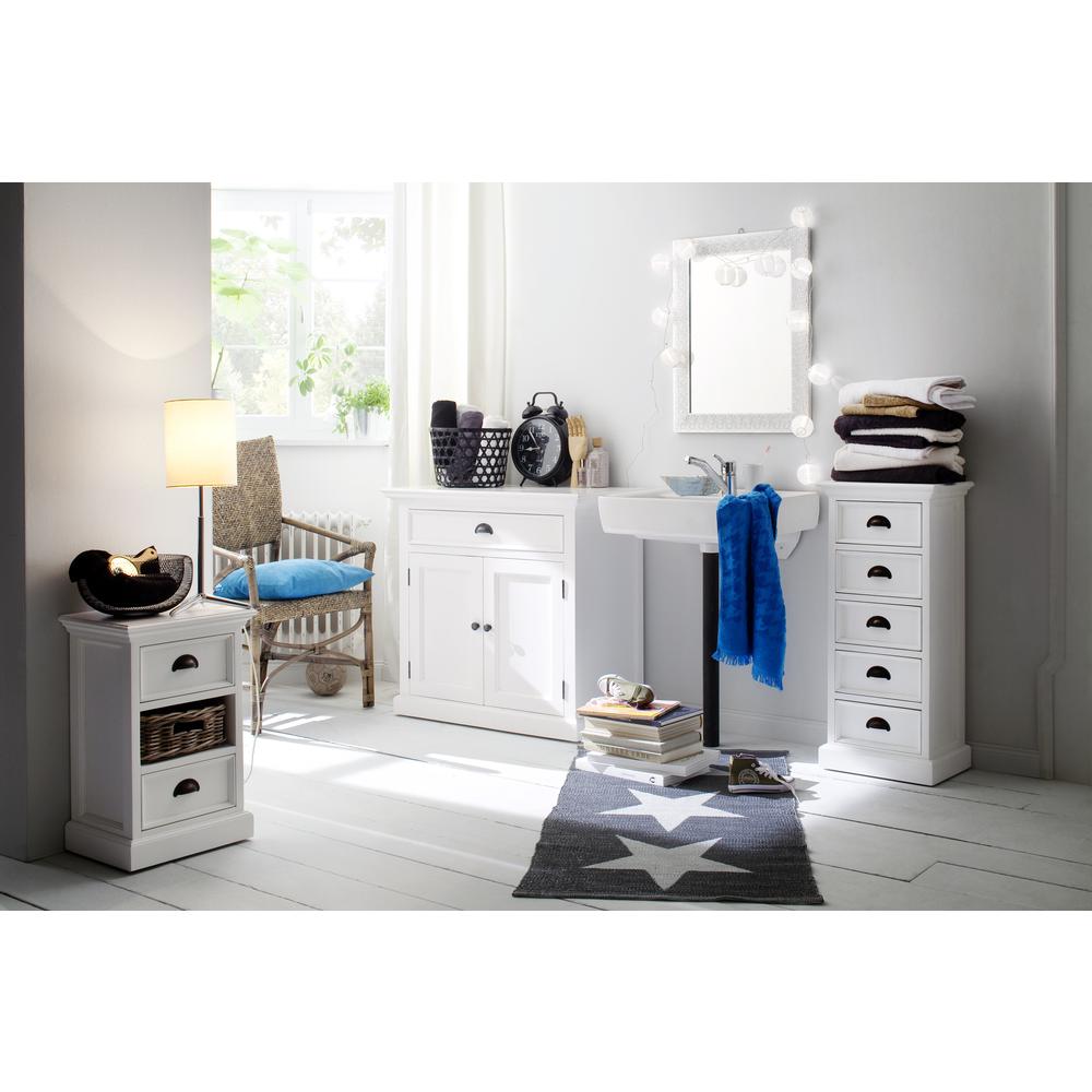Halifax Classic White Bedside Storage Unit with Basket. Picture 15
