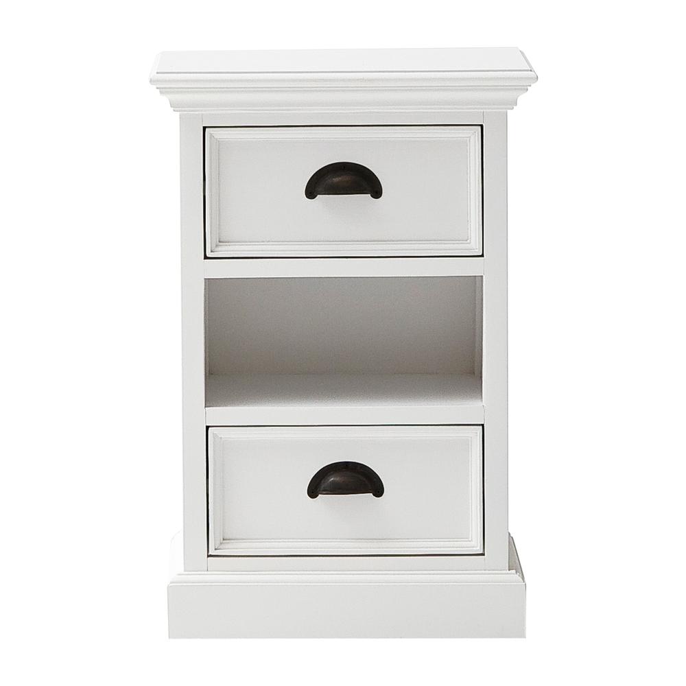 Halifax Classic White Bedside Storage Unit with Basket. Picture 2