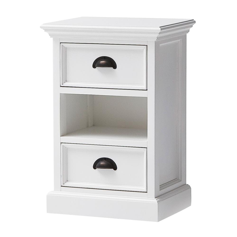 Halifax Classic White Bedside Storage Unit with Basket. Picture 1